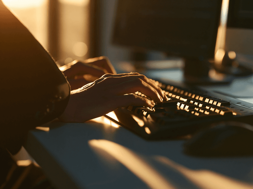 Loan officer working at a computer