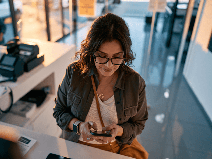 Customer entering a loan office